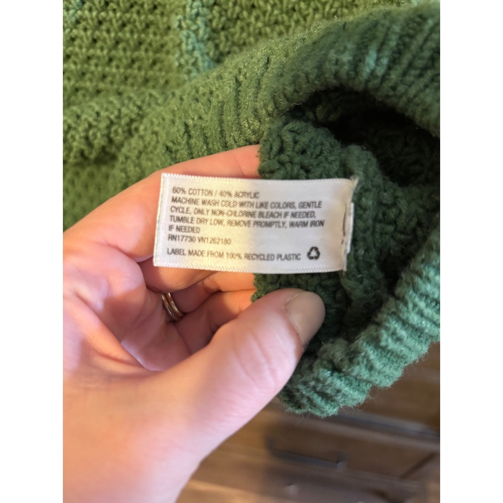 Universal Thread Green Chunky Open Knit Crewneck Sweater Large Cotton Blend - Picture 4 of 5